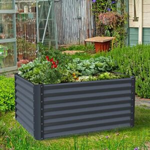 Galvanized Raised Garden Bed Box Planter for Outdoor Plants 24" Extra Tall Raised Garden Beds Outdoor Garden Boxes Outdoor Raised Metal Raised Garden Beds for Vegetables 48"X36"X24", Midnight Grey