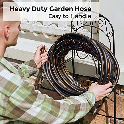 Giraffe Tools Hybrid Garden Hose 75ft x 5/8" Male and Female Fittings with Shut off Valve, Flexible, Heavy Duty, Leakproof, Lightweight Water Hose