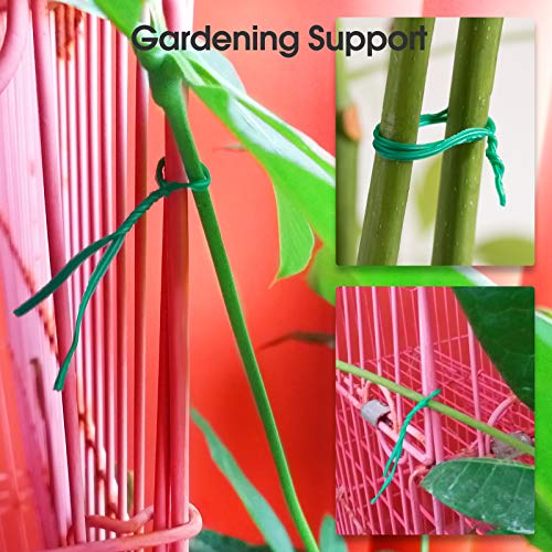 Rainbow Color 328 Feet (100m) Garden Plant Twist Tie with Cutter, Tie Wire Reel for Home and Office, Multifunctional Twist Ties (Green)