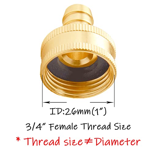 Uenede 2PCS Solid Brass 1/2" Barb x 3/4"GHT Female Garden Hose End Connector Splicer Mender Repair Fitting Include 2 Stainless Steel Clamps