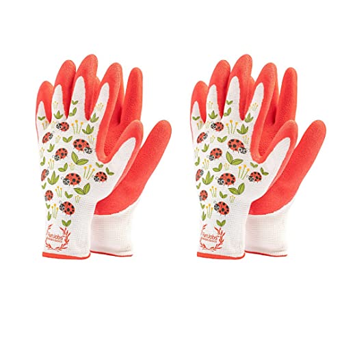 FUNJOBS Gardening Gloves for Women, 2 Pairs per pack, Rubber dipped, Medium, Australian Company