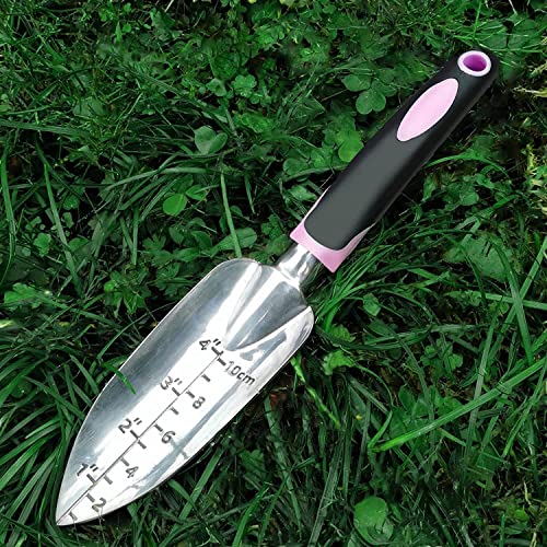 Garden Tool Set SOYUS Heavy Duty 5 Piece Gardening Kit Aluminum Alloy Garden Spade Shovel for Digging Hand Trowel Weeder Cultivator Rake with Ergonomic Non-Slip Girp Pink Garden Tools Gifts for Women