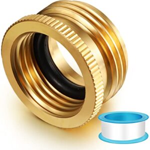 Solid Brass Garden Hose Adapter, 3/4" NPT Male Connector x 1”GHT Female Garden Hose, 1 Inch Male Pipe Fittings Thread to 1.3 Inch Female Garden Hose Thread, with Rubber Gasket and Sealant Tape
