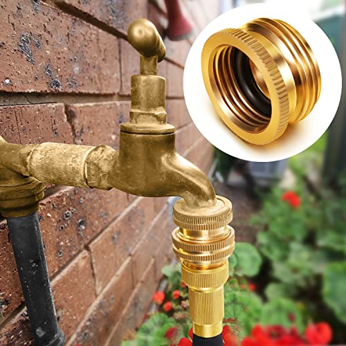 Solid Brass Garden Hose Adapter, 3/4" NPT Male Connector x 1”GHT Female Garden Hose, 1 Inch Male Pipe Fittings Thread to 1.3 Inch Female Garden Hose Thread, with Rubber Gasket and Sealant Tape