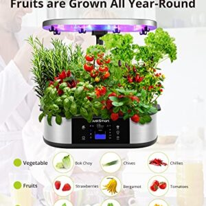 WiFi 12 Pods Hydroponics Growing System with APP Controlled, JustSmart Indoor Garden Up to 30" with 36W 120 LED Grow Light, Silent Pump System, Automatic Timer for Home Kitchen Gardening, GS1 Plus