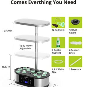 WiFi 12 Pods Hydroponics Growing System with APP Controlled, JustSmart Indoor Garden Up to 30" with 36W 120 LED Grow Light, Silent Pump System, Automatic Timer for Home Kitchen Gardening, GS1 Plus