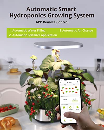 WiFi 12 Pods Hydroponics Growing System with APP Controlled, JustSmart Indoor Garden Up to 30" with 36W 120 LED Grow Light, Silent Pump System, Automatic Timer for Home Kitchen Gardening, GS1 Plus