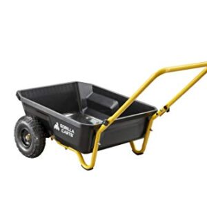 Gorilla Carts GCR-4 4 Cu. Ft, 300-pound Capacity, Poly Yard Cart, Black/Yellow