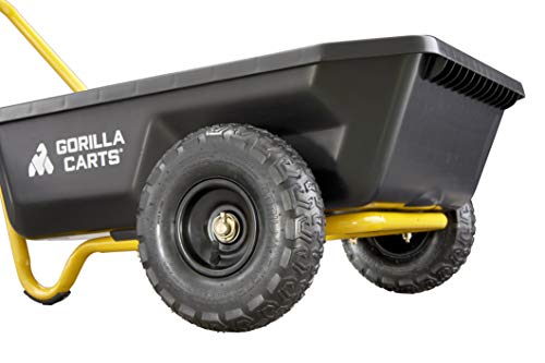 Gorilla Carts GCR-4 4 Cu. Ft, 300-pound Capacity, Poly Yard Cart, Black/Yellow