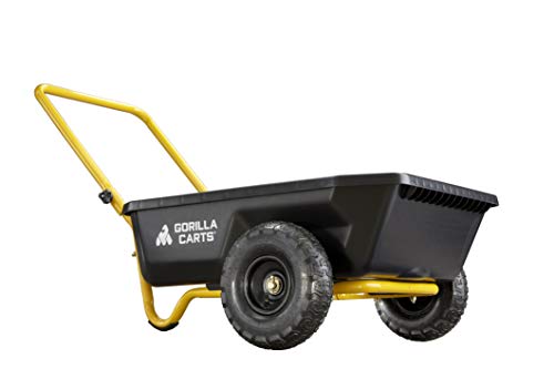 Gorilla Carts GCR-4 4 Cu. Ft, 300-pound Capacity, Poly Yard Cart, Black/Yellow