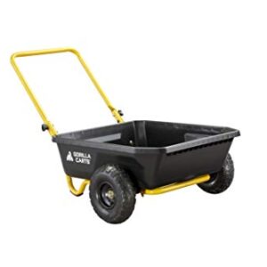 Gorilla Carts GCR-4 4 Cu. Ft, 300-pound Capacity, Poly Yard Cart, Black/Yellow