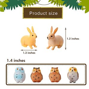 12 Pieces Mini Animal Miniatures Ornaments Woodland Animal Miniatures Micro Landscape Figurines Resin Mini Fairy Garden Accessories for Christmas Indoor Outdoor Garden Yard Landscape Decorations