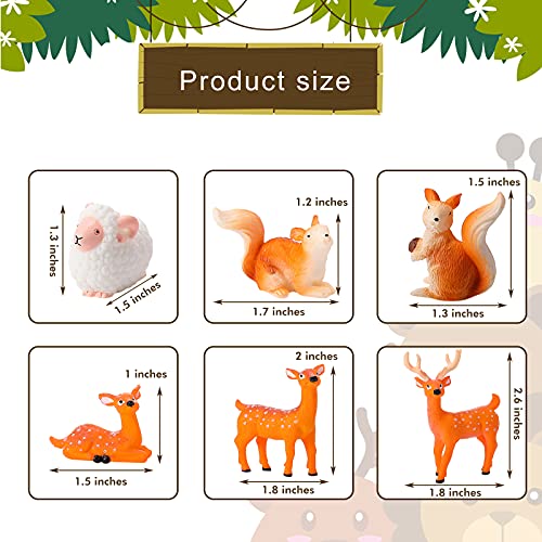 12 Pieces Mini Animal Miniatures Ornaments Woodland Animal Miniatures Micro Landscape Figurines Resin Mini Fairy Garden Accessories for Christmas Indoor Outdoor Garden Yard Landscape Decorations