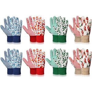 8 pairs garden gloves for women floral gardening gloves breathable soft work gloves women ladies cotton garden gloves with non slip pvc dots for weeding planting fishing yard cleaning seeding