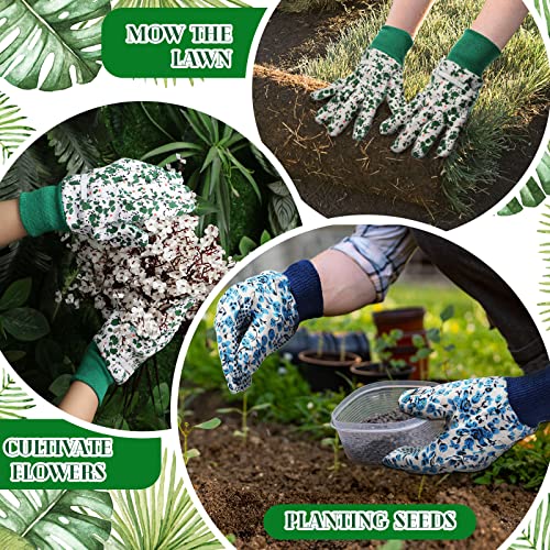 8 Pairs Garden Gloves for Women Floral Gardening Gloves Breathable Soft Work Gloves Women Ladies Cotton Garden Gloves with Non Slip PVC Dots for Weeding Planting Fishing Yard Cleaning Seeding