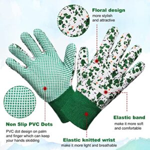 8 Pairs Garden Gloves for Women Floral Gardening Gloves Breathable Soft Work Gloves Women Ladies Cotton Garden Gloves with Non Slip PVC Dots for Weeding Planting Fishing Yard Cleaning Seeding