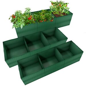 ucandy pack 2 of raised garden bed with 3 partition grids,durable pe fabric planters grow bags,suitable for potato,tomato,flower,vegetable plant container (2)