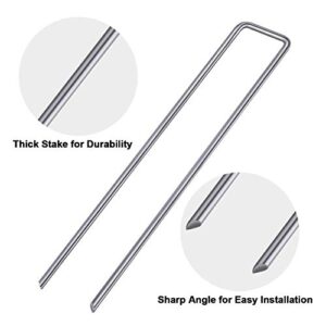 Amagabeli 6 Inch Galvanized Landscape Staples 200 Pack 11 Gauge Garden Stakes Sod Pins Anti-Rust Fence Stakes for Weed Barrier Fabric Ground Cover Dripper Irrigation Tubing Soaker Hose STAPLE001