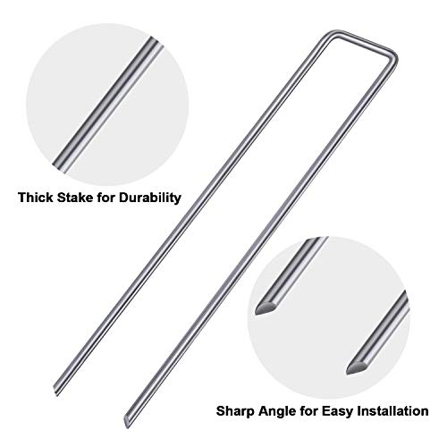 Amagabeli 6 Inch Galvanized Landscape Staples 200 Pack 11 Gauge Garden Stakes Sod Pins Anti-Rust Fence Stakes for Weed Barrier Fabric Ground Cover Dripper Irrigation Tubing Soaker Hose STAPLE001