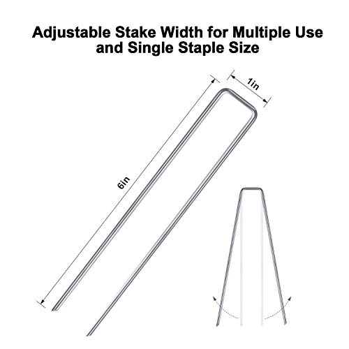 Amagabeli 6 Inch Galvanized Landscape Staples 200 Pack 11 Gauge Garden Stakes Sod Pins Anti-Rust Fence Stakes for Weed Barrier Fabric Ground Cover Dripper Irrigation Tubing Soaker Hose STAPLE001