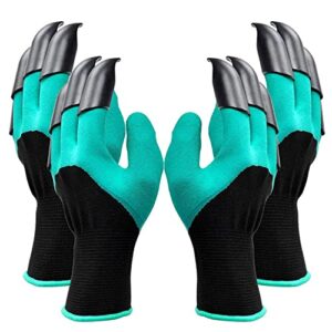 RZJZGZ 2 Pairs Garden Gloves with Claws for Women and Men Both Hands Gardening Work Gloves Garden Gloves Yard Work Safe Gloves for Easy Digging Planting