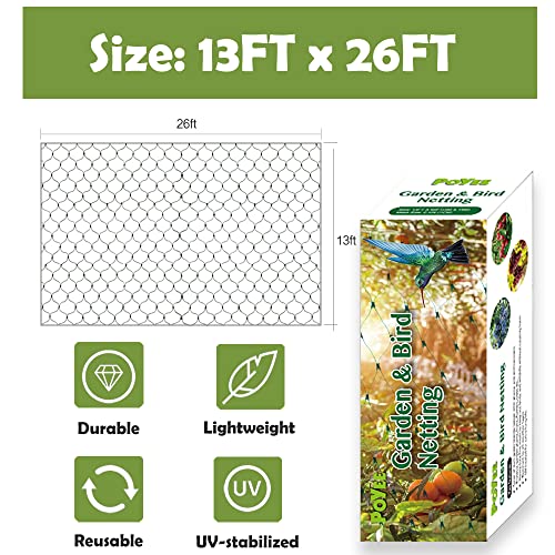 POYEE Garden Netting for Bird Green Net Provide Better Protection for Vegetables and Fruit Trees (13FT X 26FT)