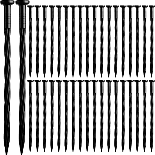 Honoson 100 Pack 8 Inch Landscape Edging Stakes Plastic Garden Spikes Spiral Nylon Landscape Anchoring Spikes Ground Stakes Lawn Spikes for Paver Edging, Weed Barriers, Turf, House Construction