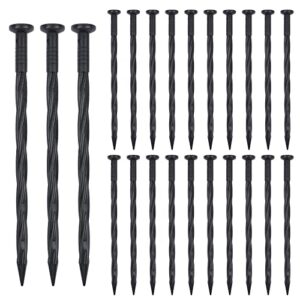 craftshou 118 pieces 8 inch landscape edging stakes plastic edging nails garden spiral nylon anchoring spikes for holding garden edging border,artificial turf,landscape fabric,tents and rain tarps
