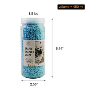 HappyFiller Sea Blue Gravels Mini Pebble Rocks Terrarium Stones Fairy Garden Sands for Top Soil Cover,Succulent Plants,Bonsai,Vase Fillers,Wedding Ceremony,Zen Garden Landscaping,1.5 LB