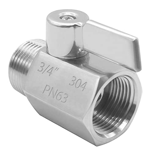 Joywayus Heavy Duty Stainless Steel 304 Garden Hose Shut Off Valve 3/4"GHT Female x Male Thread with Hose Washer