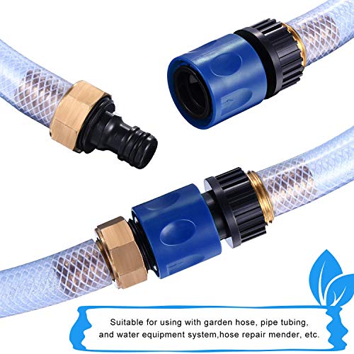 16 Pieces Garden Hose Quick Connector 3/4 Inch Plastic Water Hose Fittings Male and Female Connectors Hose End Adapters with 10 Pieces Rubber Gaskets (Blue, Black)