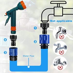 16 Pieces Garden Hose Quick Connector 3/4 Inch Plastic Water Hose Fittings Male and Female Connectors Hose End Adapters with 10 Pieces Rubber Gaskets (Blue, Black)