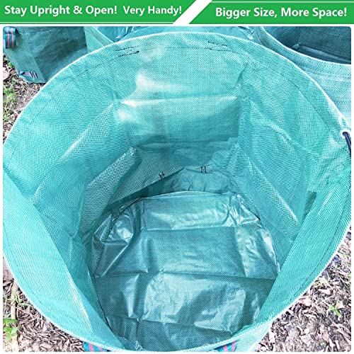 Standard 3-Pack 16 Gallons Home Garden Bags (D18, H15 inches) with Coated Gardening Gloves,Leaf Waste Bags,Patio Bag,Reusable Trash Can,Lawn Yard Waste Bags,Laundry Container with 4 handles