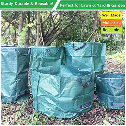 Standard 3-Pack 16 Gallons Home Garden Bags (D18, H15 inches) with Coated Gardening Gloves,Leaf Waste Bags,Patio Bag,Reusable Trash Can,Lawn Yard Waste Bags,Laundry Container with 4 handles