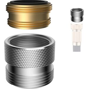 ifealclear brass garden hose adapter kit with female aerator, faucet to hose adapter with extra brass faucet thread adapter, hose adapter connect from faucet to garden hose female to male, chrome