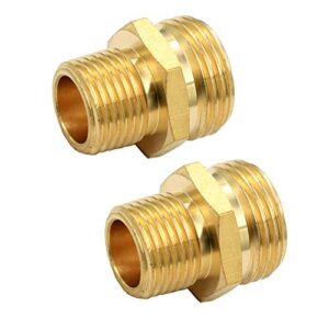geshaten 3/4” ght male x 1/2” npt male connector, brass garden hose fitting, adapter, industrial metal brass garden hose to pipe fittings connect (2 pack)