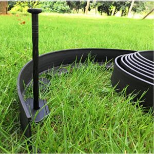 Landscape Edging,20ft Plastic No Dig Garden Edging with 20 Stakes,2 Inch Tall Lawn Edging for Lawn,Yard,Flower Gardens Edging Border (Black-20FT)