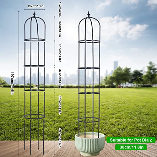 Garden Trellis for Climbing Plants, Tower Obelisk Garden Trellis 6.5ft Tall Plant Support Vine Supports Plant Tower for Climbing Vines and Flowers Stands 2 Pack