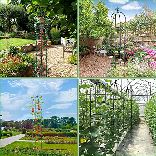 Garden Trellis for Climbing Plants, Tower Obelisk Garden Trellis 6.5ft Tall Plant Support Vine Supports Plant Tower for Climbing Vines and Flowers Stands 2 Pack