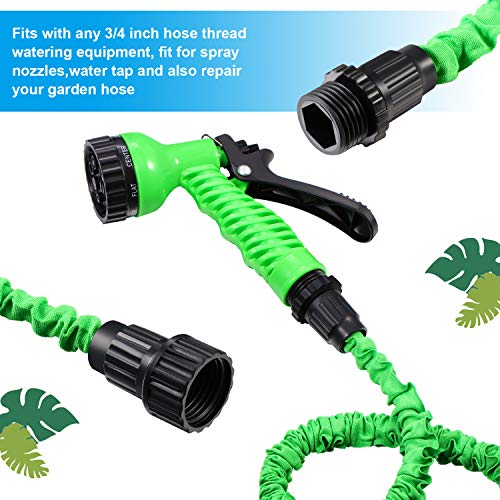 4 Sets Garden Expandable Hose Repair Kit Plastic Faucet Adapter Water Hose Connectors with 8 Pieces 3/4 Inch Rubber Gaskets for Garden Hose