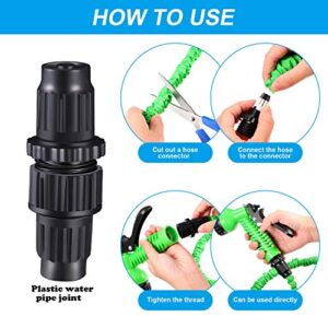 4 Sets Garden Expandable Hose Repair Kit Plastic Faucet Adapter Water Hose Connectors with 8 Pieces 3/4 Inch Rubber Gaskets for Garden Hose