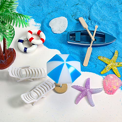 Burbell 24 Pieces Beach Style Miniature Ornament Set, Miniature Garden Doll House Cake Topper Decoration, Fairy Garden Accessories Micro Landscape Ornaments for DIY Fairy Garden Dollhouse Plant Decor