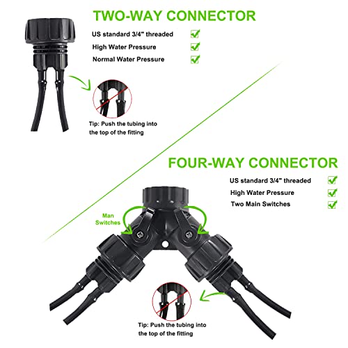 Yulaiyoen 1/4 Inch Drip Irrigation Tubing to Faucet Adapter Connector, 2 Way Y Splitter for 3/4" Inch Garden Hose to 1/4 Inch Drip Irrigation Hose