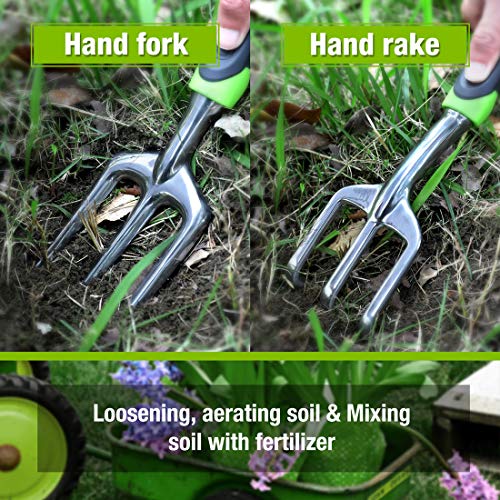 WORKPRO Garden Tool Set, 5 Pieces Gardening Work Gifts, Cast Aluminum Outdoor Hand Tools Kit for Men and Women, Including Trowel Transplanter Weeder Hand Fork Cultivator