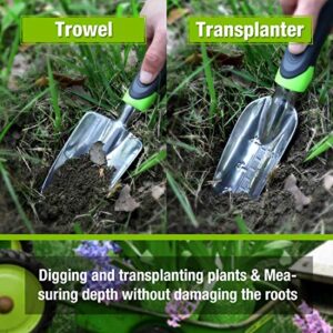 WORKPRO Garden Tool Set, 5 Pieces Gardening Work Gifts, Cast Aluminum Outdoor Hand Tools Kit for Men and Women, Including Trowel Transplanter Weeder Hand Fork Cultivator