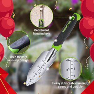 WORKPRO Garden Tool Set, 5 Pieces Gardening Work Gifts, Cast Aluminum Outdoor Hand Tools Kit for Men and Women, Including Trowel Transplanter Weeder Hand Fork Cultivator