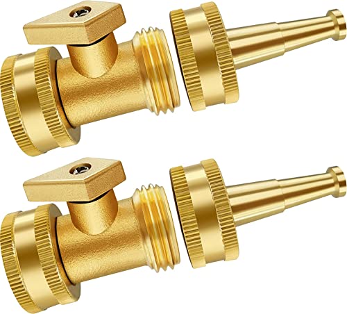 4 Pack Brass Water Nozzle, Pressure Nozzle, Hose Jet Nozzle, Garden Hose Nozzle Heavy Duty 3/4" GHT