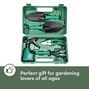 Garden Tool Set 5pcs - Gardening Hand Tools - Garden Kit, Tool Box Set for Yard or Indoor Gardening - Small Garden Planting Tools - Garden Essentials - Gift for Garden Lovers