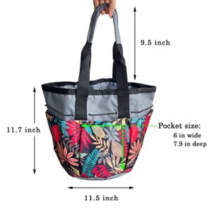 Garden Tool Bag Heavy Duty Canvas Garden Bag Home Organizer for Indoor and Outdoor Gardening, Garden Tool Kit Holder with 8 Pockets and Reinforced Handle (Tools NOT Included) by WOCHOLL (Black)