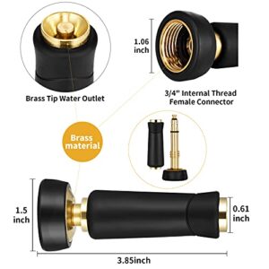 Garden Hose Nozzle and Water Hose Connectors Parts Set - High Pressure Adjustable Twist Brass Nozzle Sprayer, 3/4 inch Male and Female Thread Brass Coupler Hose Connector, Zinc Alloy Clamps